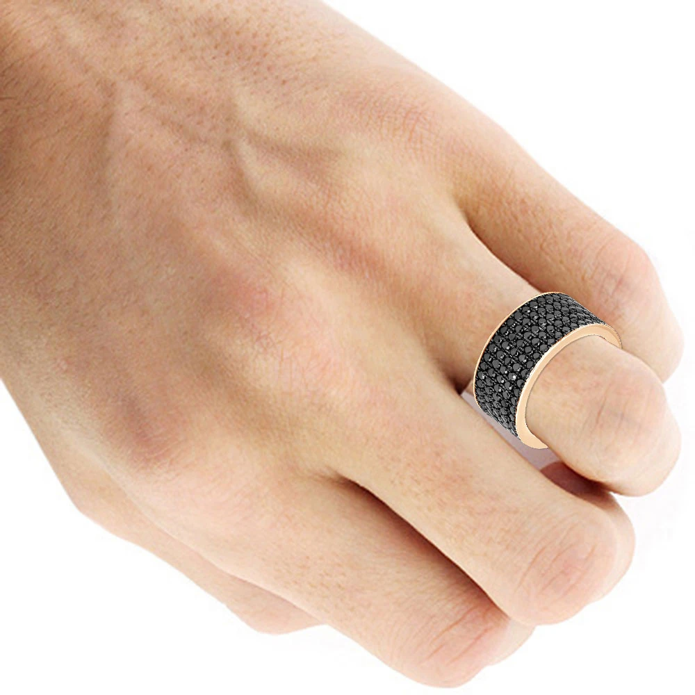 Black Diamond Wedding Ring 10K White Gold Men's Eternity Band By Luxurman 4 Carats 11 Black Diamond Wedding Ring 10K White Gold Men's Eternity Band By Luxurman 4 Carats - Image 9