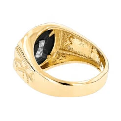 Black Onyx And Diamond 14K Yellow Gold Men's Ring 0.10ct 11/16 In (17mm) -Its Hot Jewelry Shop black onyx and diamond rings 14k gold mens ring 010ct p 6389 backye