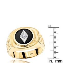 Black Onyx And Diamond 14K Yellow Gold Men's Ring 0.10ct 11/16 In (17mm) -Its Hot Jewelry Shop black onyx and diamond rings 14k gold mens ring 010ct p 6389 rulerye
