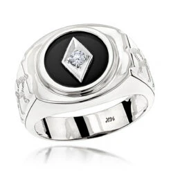 Black Onyx And Diamond 14K Yellow Gold Men's Ring 0.10ct 11/16 In (17mm) -Its Hot Jewelry Shop black onyx and diamond rings 14k gold mens ring 010ct p 6389 wh