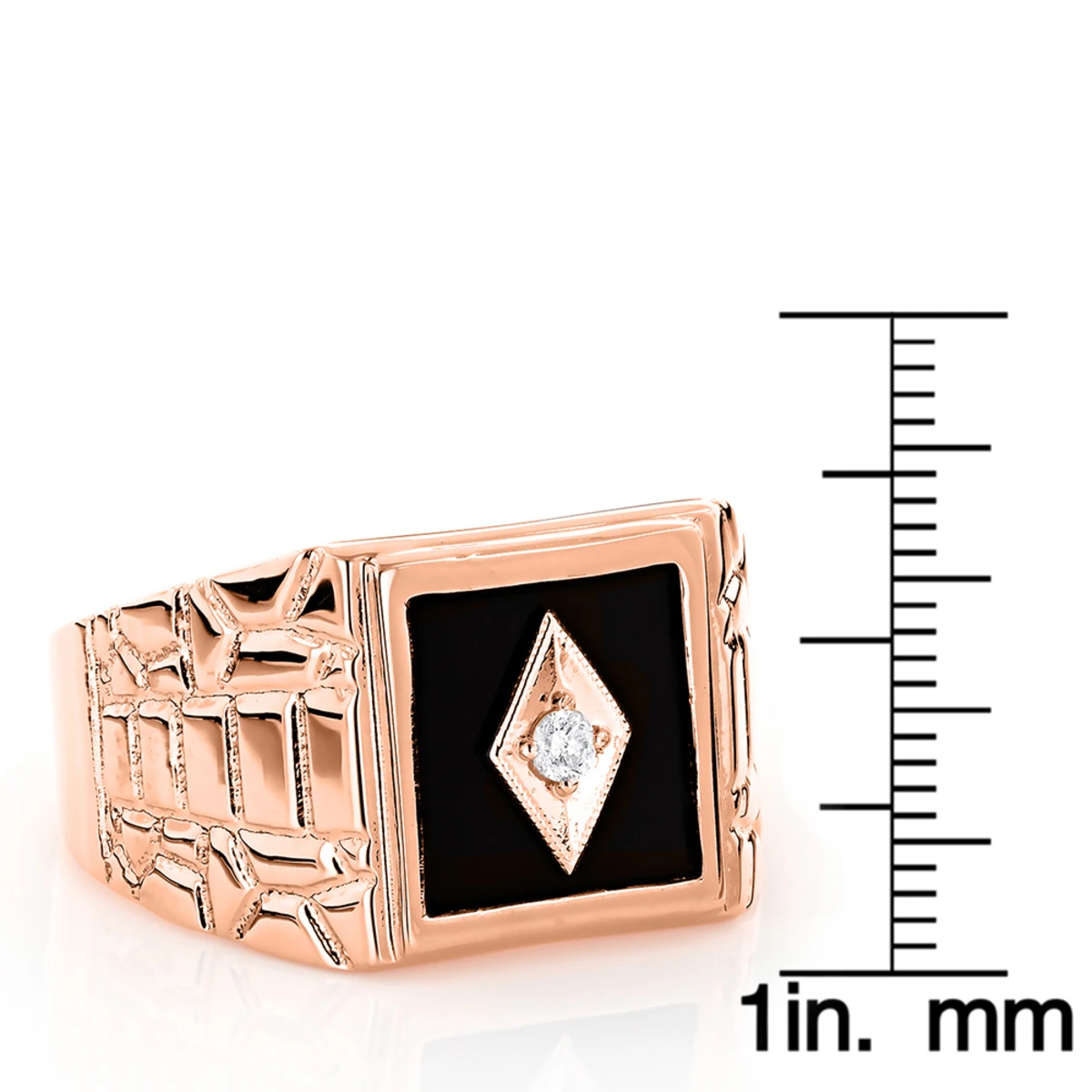 Black Onyx And Diamond 14K Rose Gold Men's Ring 0.10ct 5/8 In (16mm) 8 Black Onyx And Diamond 14K Rose Gold Men's Ring 0.10ct 5/8 In (16mm) - Image 6