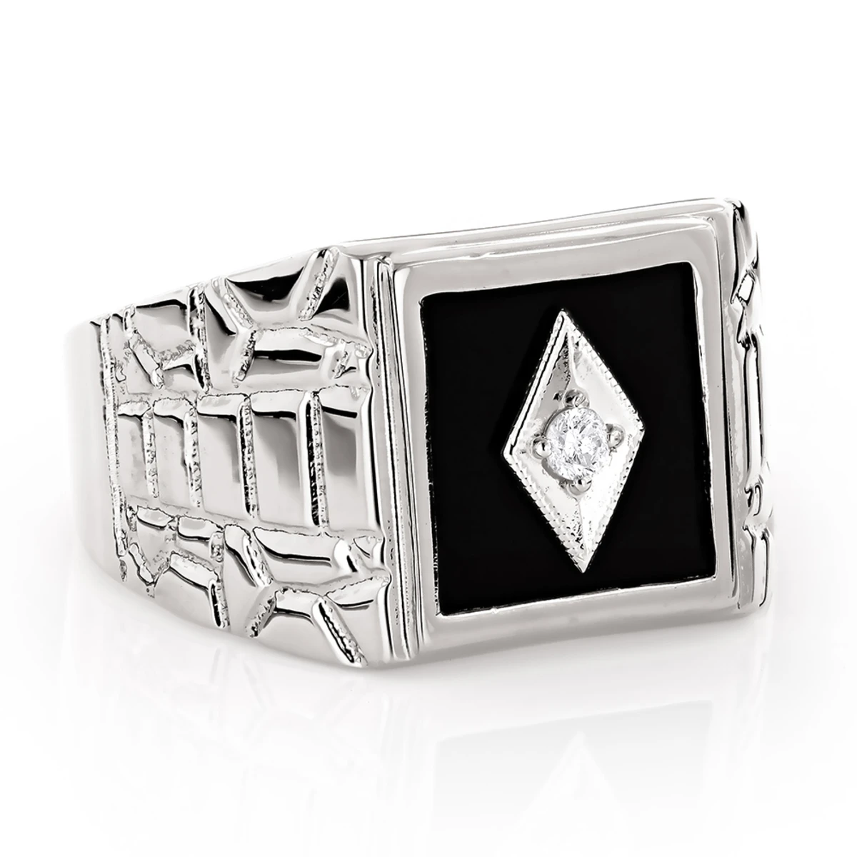 Black Onyx And Diamond 14K Rose Gold Men's Ring 0.10ct 5/8 In (16mm) 4 Black Onyx And Diamond 14K Rose Gold Men's Ring 0.10ct 5/8 In (16mm) - Image 2