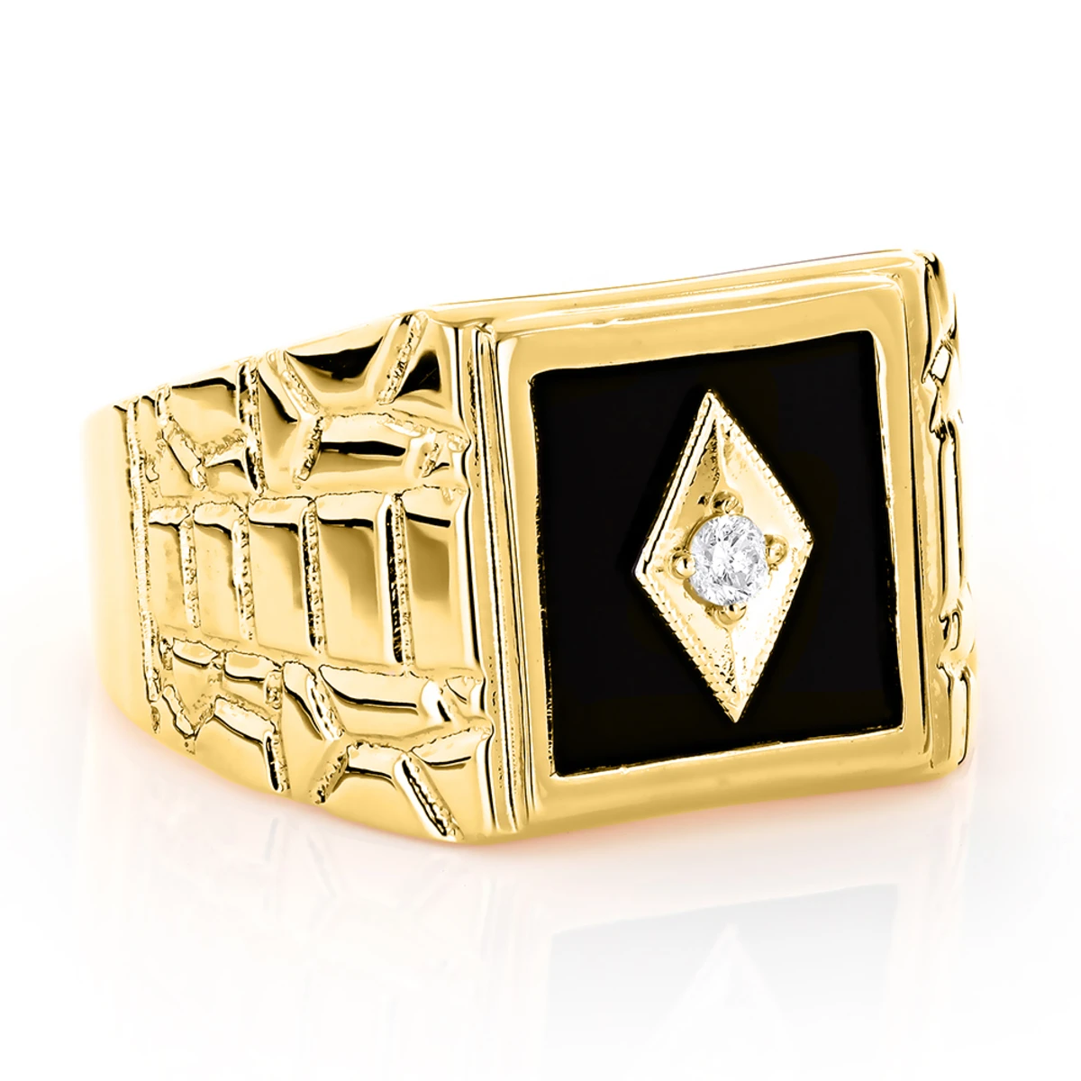 Black Onyx And Diamond 14K Rose Gold Men's Ring 0.10ct 5/8 In (16mm) 5 Black Onyx And Diamond 14K Rose Gold Men's Ring 0.10ct 5/8 In (16mm) - Image 3