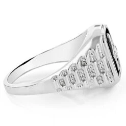 Black Onyx And Diamond 14K White Gold Men's Ring 0.10ct 9/16 In (15mm) -Its Hot Jewelry Shop black onyx and diamond rings 14k gold mens ring 010ct p 6393 backwh