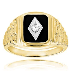 Black Onyx And Diamond 14K White Gold Men's Ring 0.10ct 9/16 In (15mm) -Its Hot Jewelry Shop black onyx and diamond rings 14k gold mens ring 010ct p 6393 ye