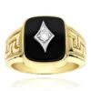 Men's 14K Yellow Gold Black Onyx And 0.10ct Diamond Designer Band -Its Hot Jewelry Shop black onyx and diamond rings 14k gold mens ring 010ct p 6394 ye
