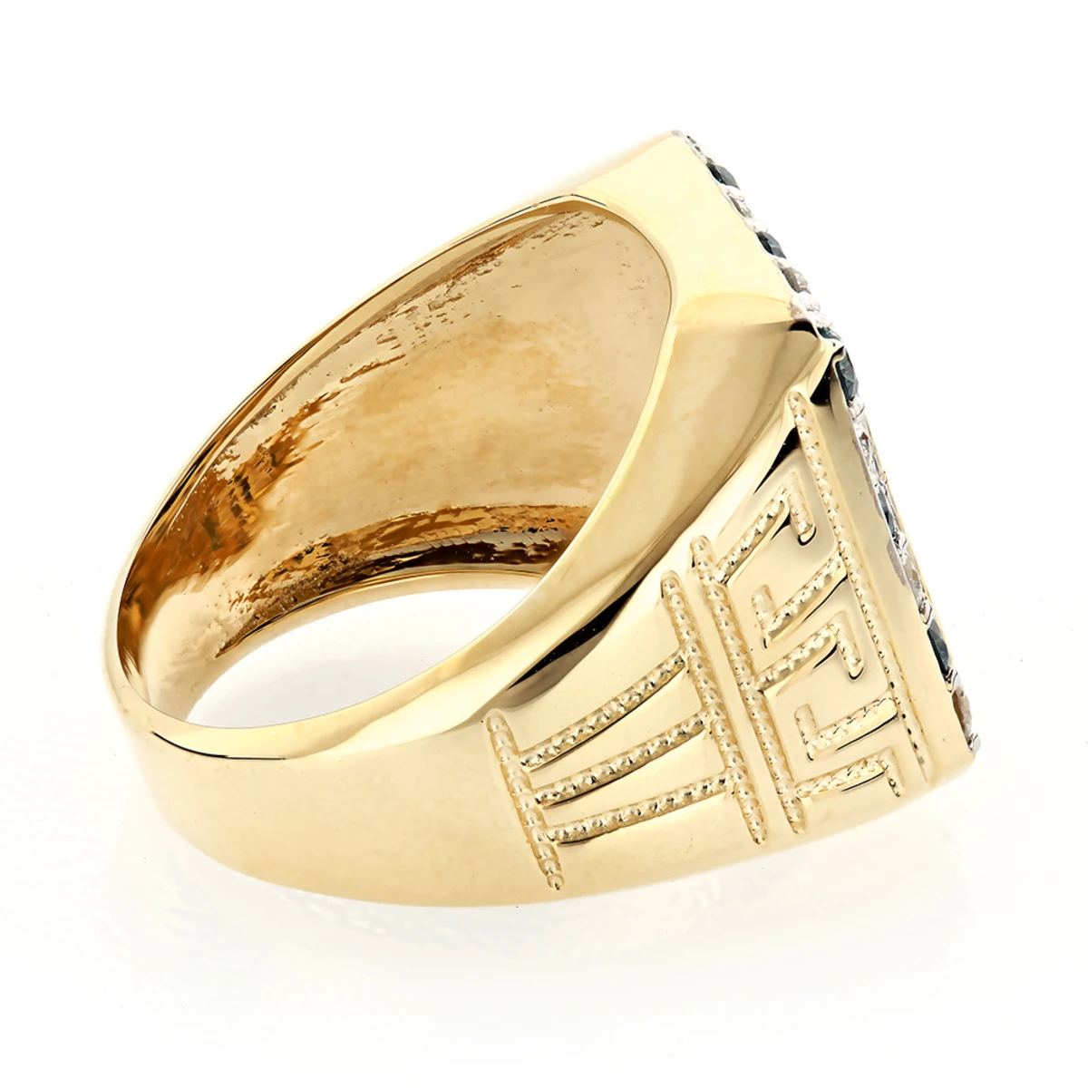 Black Onyx And Diamond 14K White Gold Men's White Blue Diamond Ring 1.68ct 6 Black Onyx And Diamond 14K White Gold Men's White Blue Diamond Ring 1.68ct - Image 4