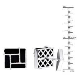 Black Onyx And Diamonds 14K Yellow Gold Men's Cufflinks -Its Hot Jewelry Shop black onyx and diamonds 14k gold mens cufflinks rulerwh