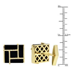 Black Onyx And Diamonds 14K Yellow Gold Men's Cufflinks -Its Hot Jewelry Shop black onyx and diamonds 14k gold mens cufflinks rulerye