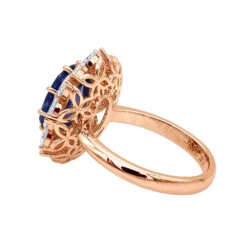 Blue Sapphire And Diamond Cocktail Ring For Women 18K White Gold 4.5ct -Its Hot Jewelry Shop blue sapphire and diamond cocktail ring for women in 18k gold 45ct 803171 backro