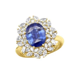 Blue Sapphire And Diamond Cocktail Ring For Women 18K White Gold 4.5ct -Its Hot Jewelry Shop blue sapphire and diamond cocktail ring for women in 18k gold 45ct 803171 ye