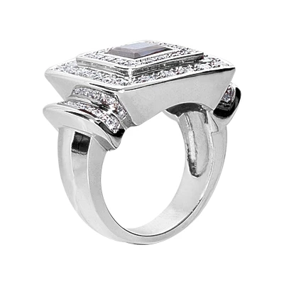 Blue Sapphire Cocktail Ring With Diamonds 14K White Gold 0.90ctd 1.25cts 5 Blue Sapphire Cocktail Ring With Diamonds 14K White Gold 0.90ctd 1.25cts - Image 3