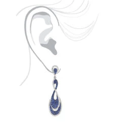 Blue Sapphire Diamond Ladies Infinity Earrings By Luxurman 4ct 14K White Gold -Its Hot Jewelry Shop blue sapphire diamond ladies infinity earrings by luxurman 4ct 14k gold bodwh