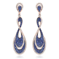 Blue Sapphire Diamond Ladies Infinity Earrings By Luxurman 4ct 14K White Gold -Its Hot Jewelry Shop blue sapphire diamond ladies infinity earrings by luxurman 4ct 14k gold ro