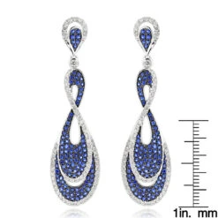 Blue Sapphire Diamond Ladies Infinity Earrings By Luxurman 4ct 14K White Gold -Its Hot Jewelry Shop blue sapphire diamond ladies infinity earrings by luxurman 4ct 14k gold rulerwh