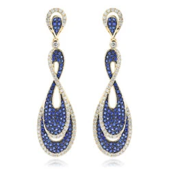 Blue Sapphire Diamond Ladies Infinity Earrings By Luxurman 4ct 14K White Gold -Its Hot Jewelry Shop blue sapphire diamond ladies infinity earrings by luxurman 4ct 14k gold ye