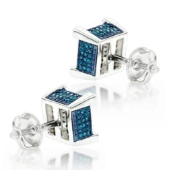 Blue White Diamond Earrings Studs 0.61ct Sterling Silver 7 Blue White Diamond Earrings Studs 0.61ct Sterling Silver -Its Hot Jewelry Shop blue white diamond earrings studs 061ct sterling silver 2