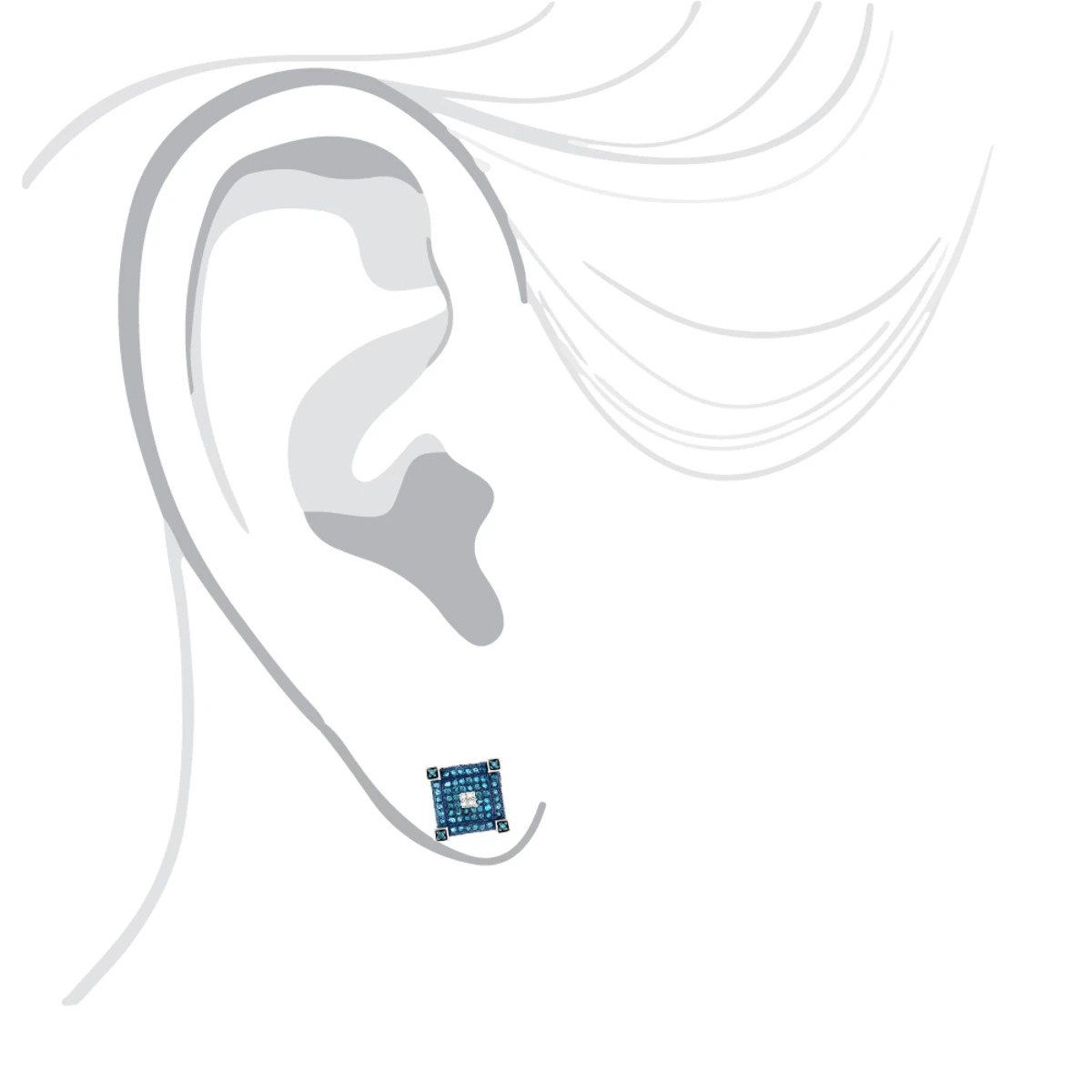 Blue White Diamond Earrings Studs 0.61ct Sterling Silver 5 Blue White Diamond Earrings Studs 0.61ct Sterling Silver - Image 3