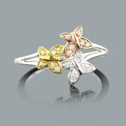 Ladies 14K White Gold Diamond Butterfly Ring 0.12ct