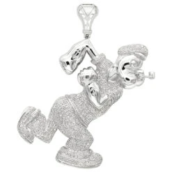Real Diamond Popeye Pendant For Men In Sterling Silver 4ct