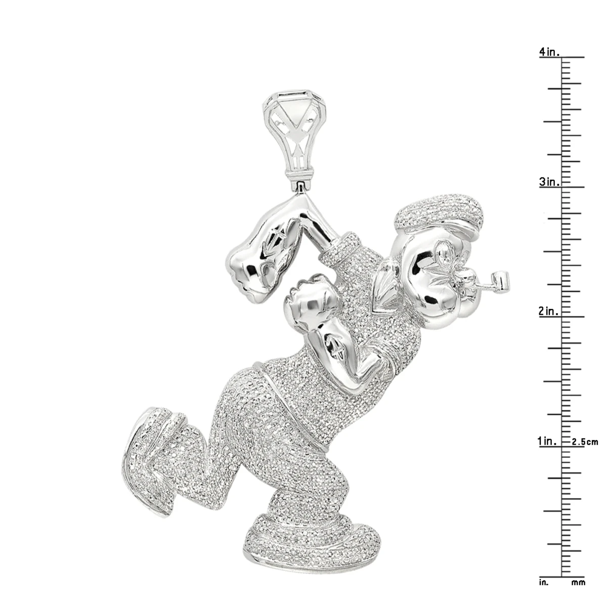 Real Diamond Popeye Pendant For Men In Sterling Silver 4ct 6 Real Diamond Popeye Pendant For Men In Sterling Silver 4ct - Image 4