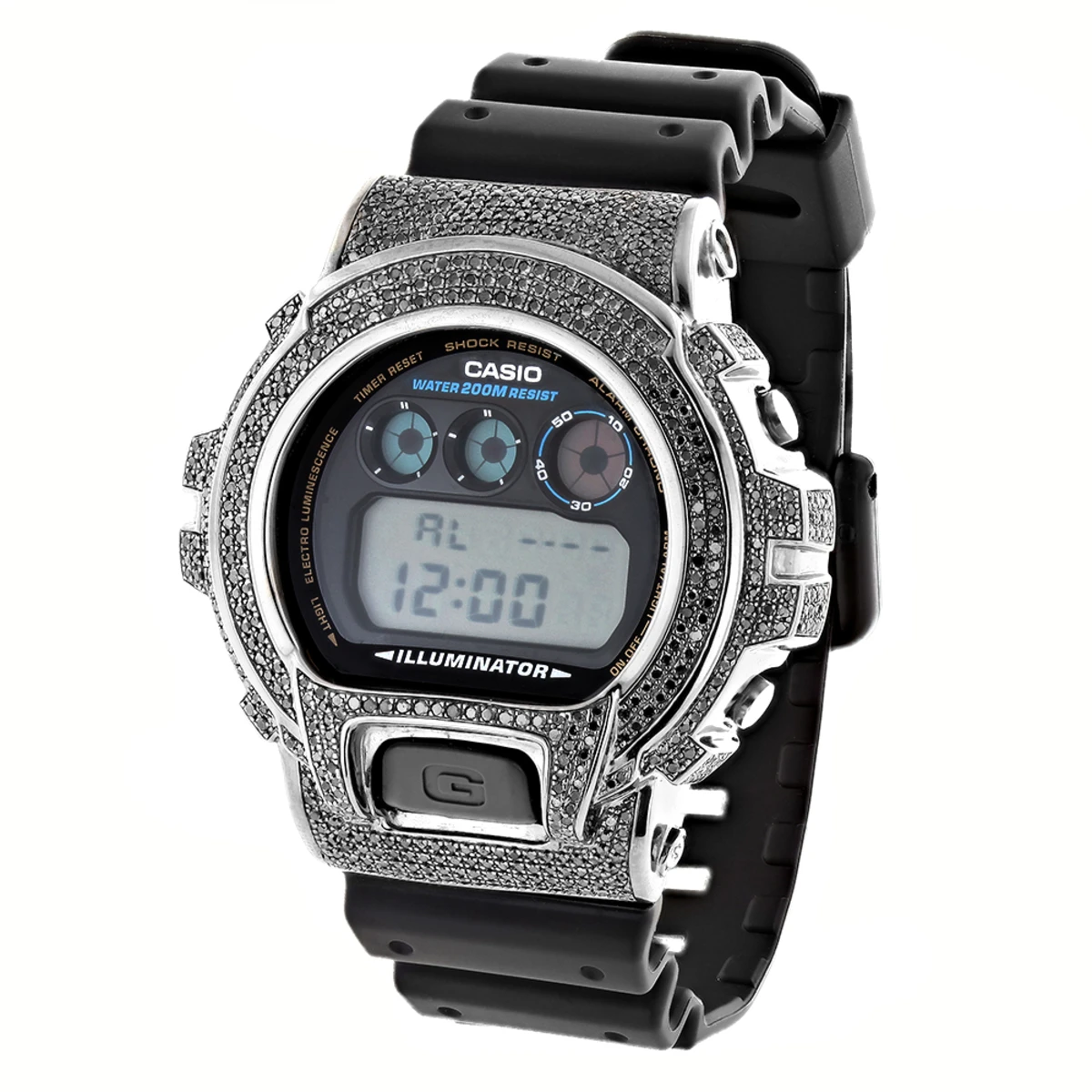 Casio G-Shock Black Diamond Watch DW6900 3.5ct 3 Casio G-Shock Black Diamond Watch DW6900 3.5ct