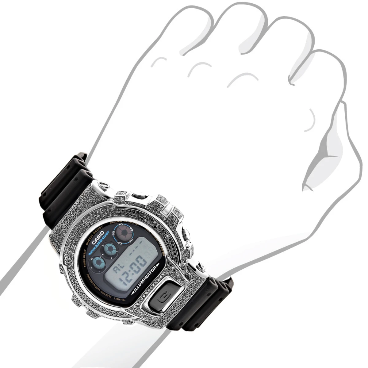 Casio G-Shock Black Diamond Watch DW6900 3.5ct 4 Casio G-Shock Black Diamond Watch DW6900 3.5ct - Image 2