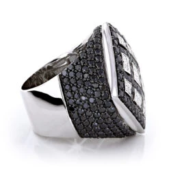 Celebrity 14K White Gold White Black Diamond Men's Massive Ring 8.65ct -Its Hot Jewelry Shop celebrity 14k gold white black diamond mens massive ring 865ct 2