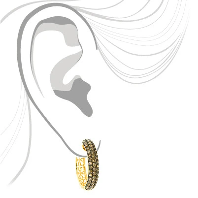 Champagne Diamond Hoop Earrings 3.11ct 14K Yellow Gold 4 Champagne Diamond Hoop Earrings 3.11ct 14K Yellow Gold - Image 2