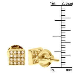 Champagne Diamond Stud Earrings 0.23ct 10K Yellow Gold -Its Hot Jewelry Shop champagne diamond stud earrings 023ct 10k gold ruler yellow