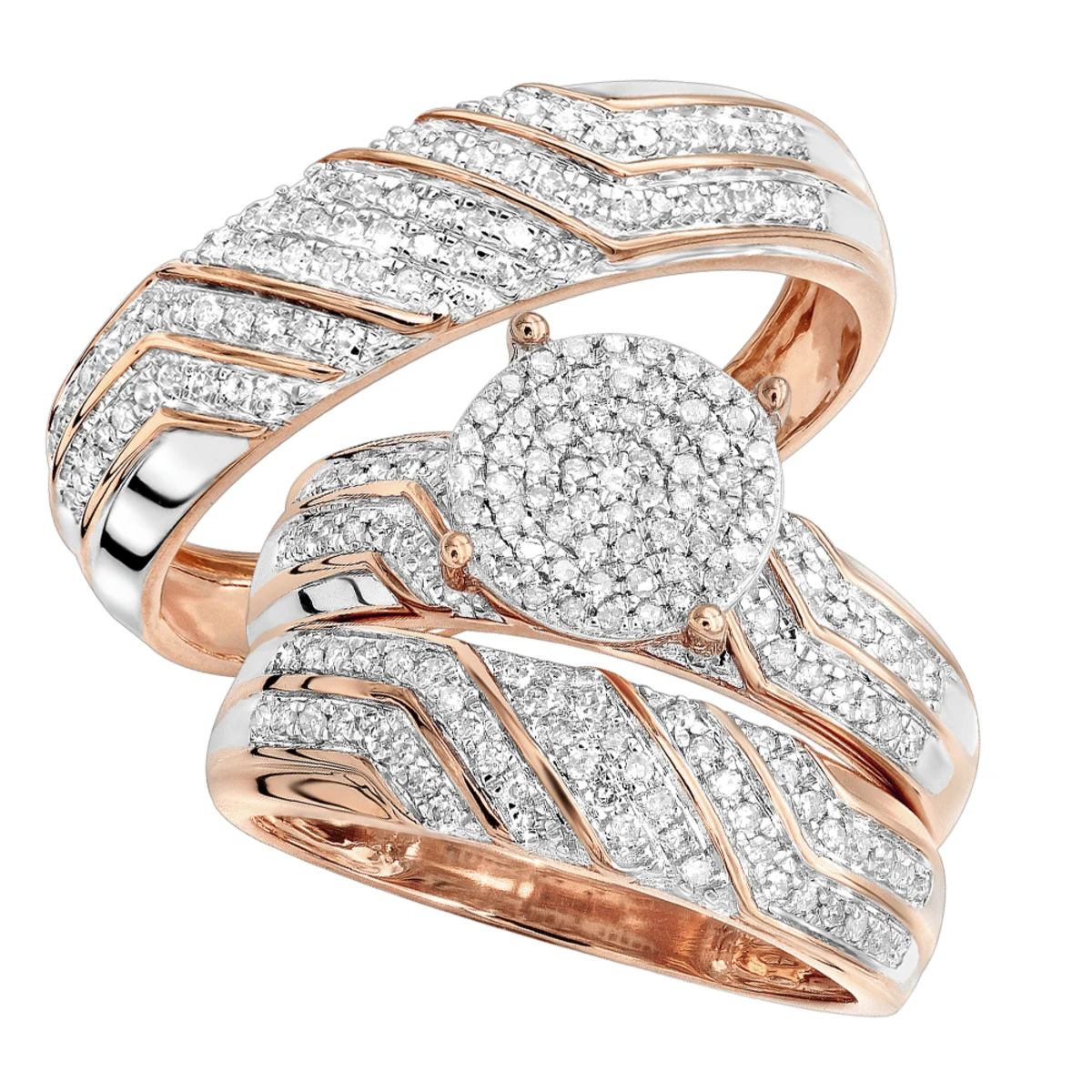 10K Yellow Gold 0.7CT Round Diamond Engagement Ring And Wedding Band Bridal Set 5 10K Yellow Gold 0.7CT Round Diamond Engagement Ring And Wedding Band Bridal Set - Image 3