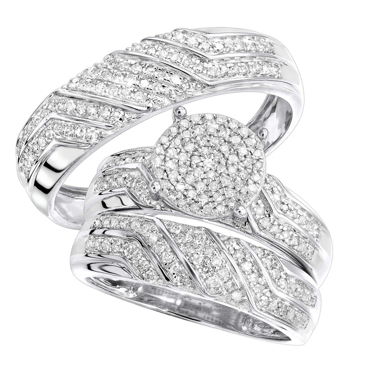 10K Yellow Gold 0.7CT Round Diamond Engagement Ring And Wedding Band Bridal Set 4 10K Yellow Gold 0.7CT Round Diamond Engagement Ring And Wedding Band Bridal Set - Image 2