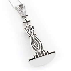 Chess Piece King Black And White Diamond Pendant 1.25ct Silver -Its Hot Jewelry Shop chess piece king black and white diamond pendant 125ct silver p 48161back