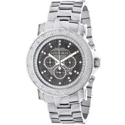Chronograph Luxury Diamond Watch For Men 0.75ct Luxurman Black MOP Escalade