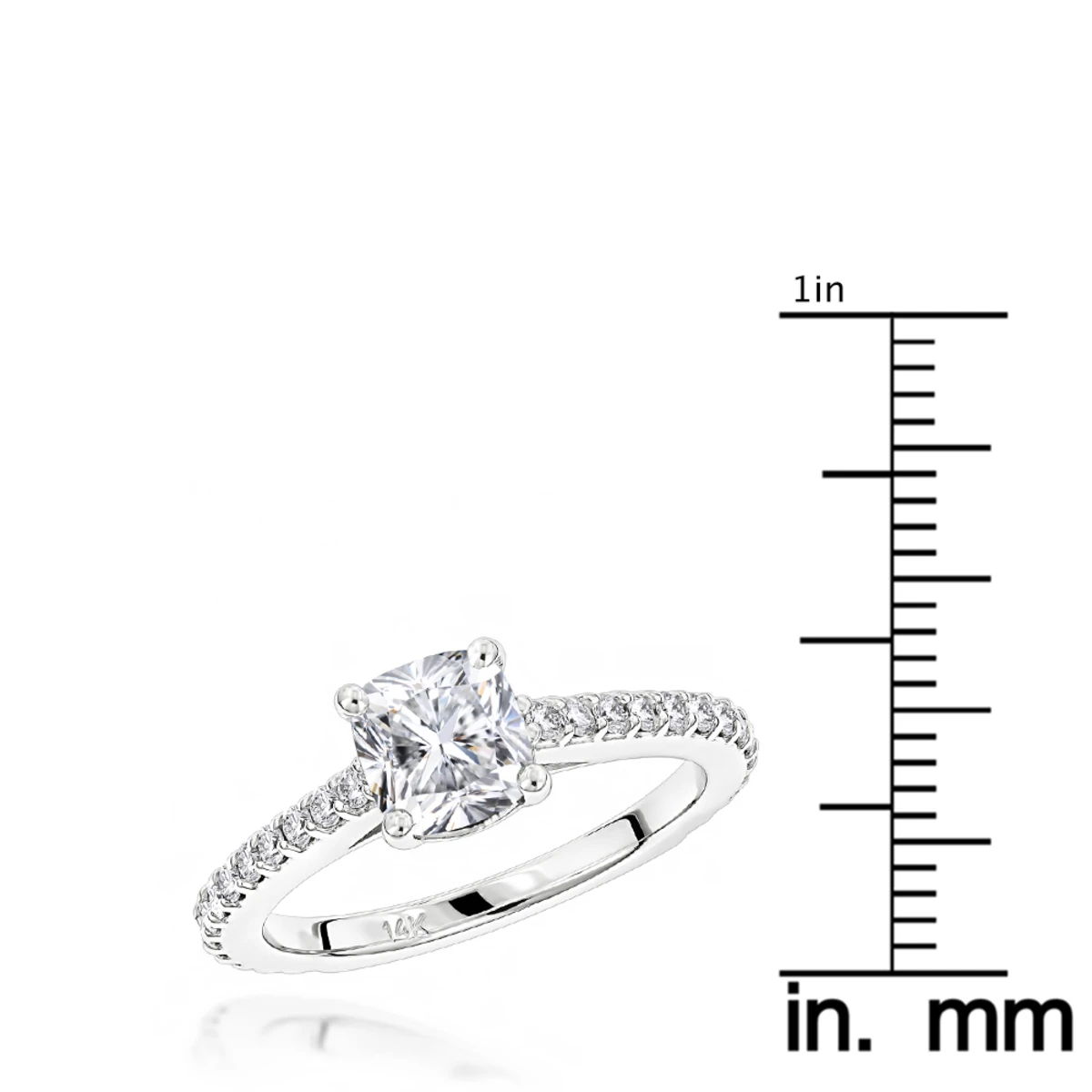 Classic 14K White Gold Cushion Diamond Engagement Ring By Luxurman 1.4ct G/VS 8 Classic 14K White Gold Cushion Diamond Engagement Ring By Luxurman 1.4ct G/VS - Image 6