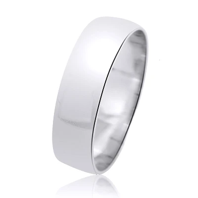 Classic Thin Men's Wedding Band Solid 14K White Gold 6mm 4 Classic Thin Men's Wedding Band Solid 14K White Gold 6mm - Image 2