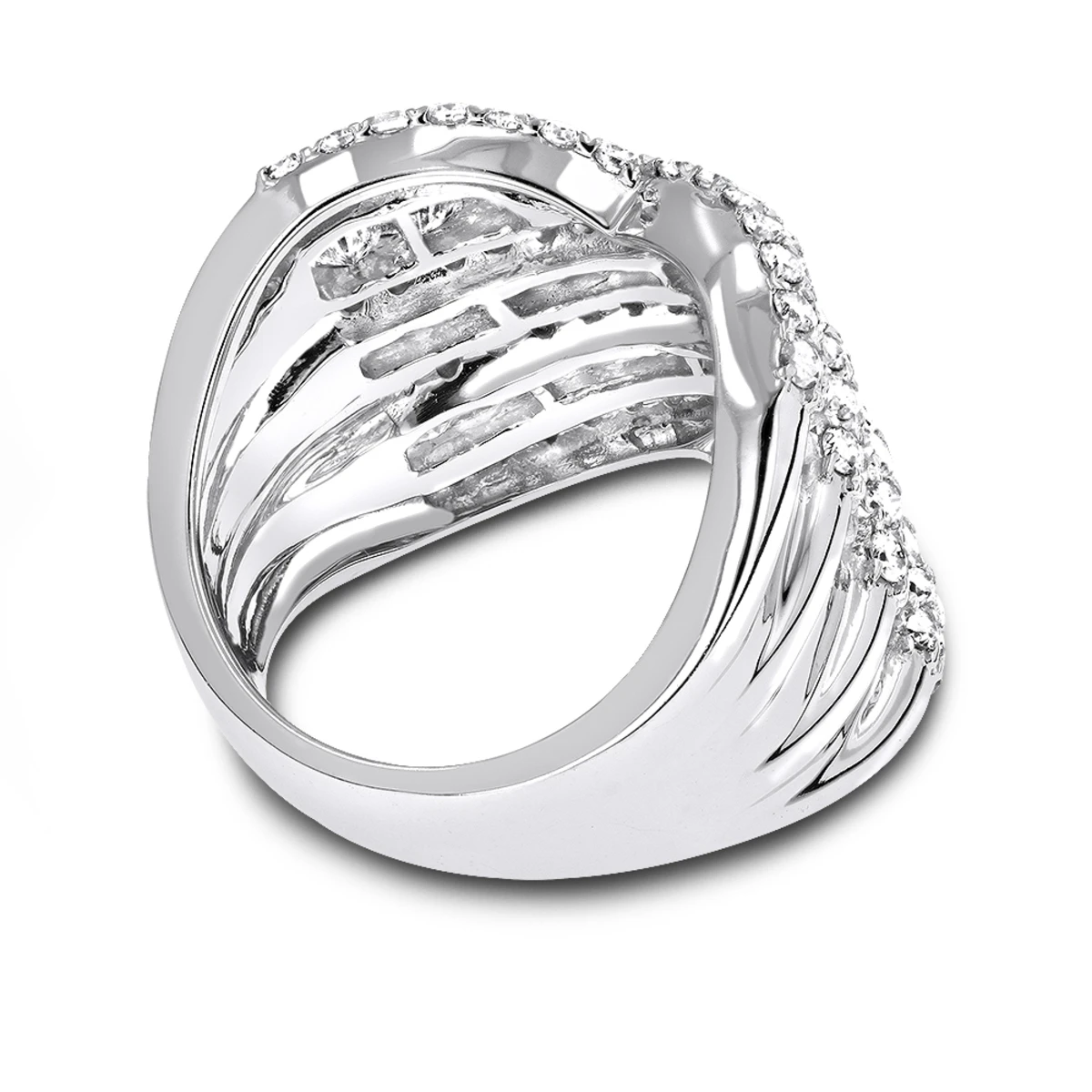 Ladies 3.50 Carat Diamond Cocktail Ring 14K White Gold 6 Ladies 3.50 Carat Diamond Cocktail Ring 14K White Gold - Image 4