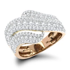 Luxurman Massive Ladies Diamond Wave Cocktail Ring 14K Yellow Gold 1.65ct -Its Hot Jewelry Shop cocktail rings luxurman massive ladies diamond wave ring 14k gold 165ct ro