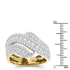 Luxurman Massive Ladies Diamond Wave Cocktail Ring 14K Yellow Gold 1.65ct -Its Hot Jewelry Shop cocktail rings luxurman massive ladies diamond wave ring 14k gold 165ct rulerye