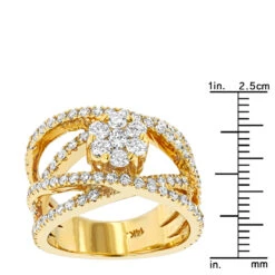 Criss Cross Flower 14K Yellow Gold Right Hand Diamond Women's Ring 1.33ct 13 Criss Cross Flower 14K Yellow Gold Right Hand Diamond Women's Ring 1.33ct -Its Hot Jewelry Shop criss cross flower rings 14k gold right hand diamond womens ring 121ct rulerye