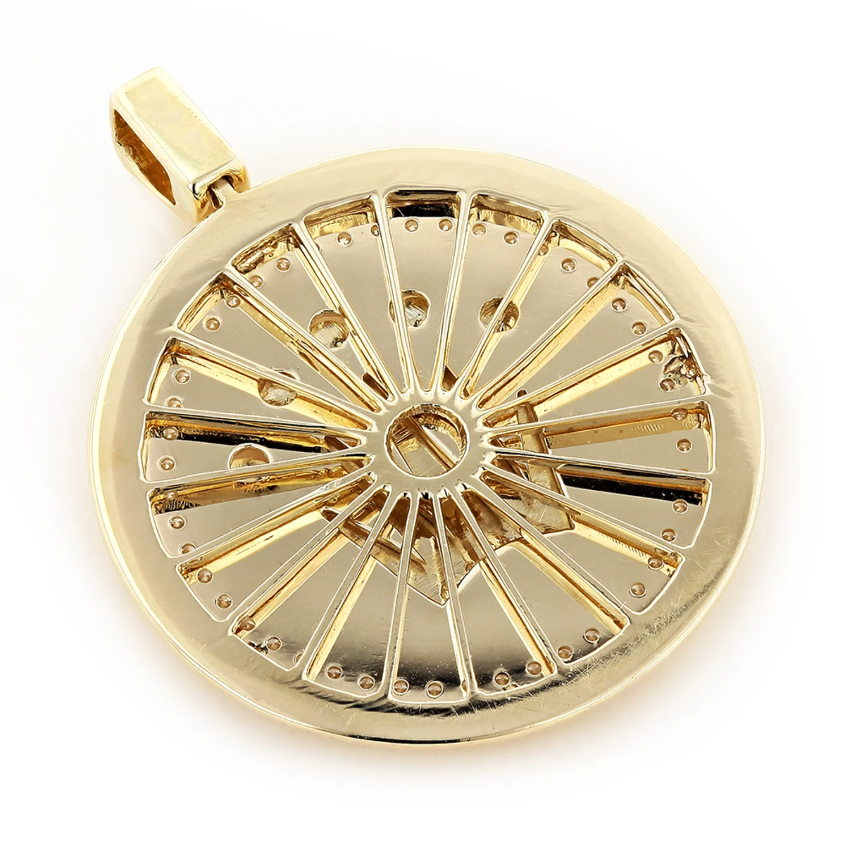 Crown Diamond Pendant 0.95ct Rolex Style Medallion 10K Yellow Gold 4 Crown Diamond Pendant 0.95ct Rolex Style Medallion 10K Yellow Gold - Image 2