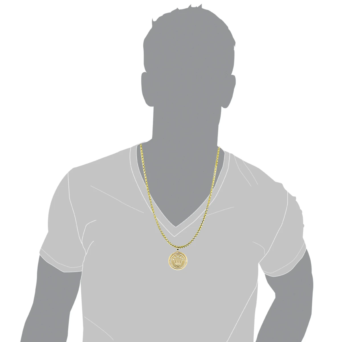 Crown Diamond Pendant 0.95ct Rolex Style Medallion 10K Yellow Gold 5 Crown Diamond Pendant 0.95ct Rolex Style Medallion 10K Yellow Gold - Image 3