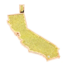 California State White Yellow Diamond Pendant 18.2ct 14K Yellow Gold -Its Hot Jewelry Shop custom california state white yellow diamond pendant 182ct 14k gold ro