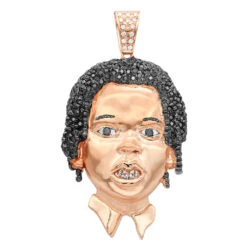 Custom Diamond Face Pendant For Men 14K Yellow Gold Custom Jewelry Design -Its Hot Jewelry Shop custom diamond face pendant for men 14k gold custom jewelry design 001287 rose