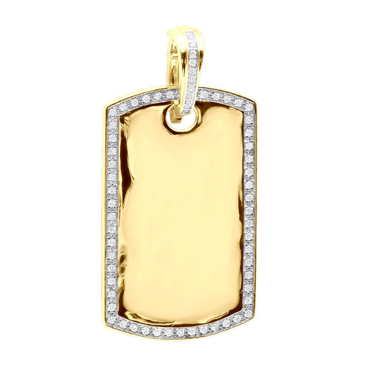 Dog Tags 10K Yellow Gold Diamond Pendant Can Be Engraved 3 Dog Tags 10K Yellow Gold Diamond Pendant Can Be Engraved