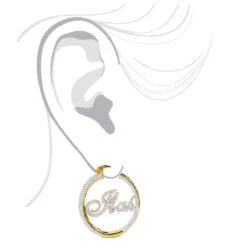 Custom Inside Out Diamond Hoop Earrings With Initials Nameplate 14K Yellow Gold -Its Hot Jewelry Shop custom inside out diamond hoop earrings with initials nameplate 14k gold 100657 body yellow