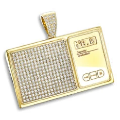 10K Yellow Gold Diamond Digital Scale Men's Pendant 4ct