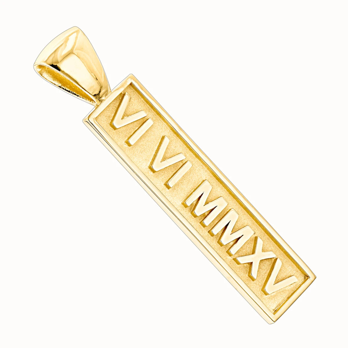 14K Yellow Gold Roman Numerals Bar Pendant 3 14K Yellow Gold Roman Numerals Bar Pendant