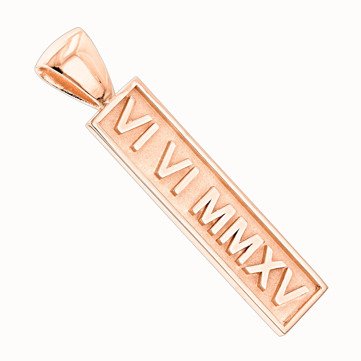 14K Yellow Gold Roman Numerals Bar Pendant 5 14K Yellow Gold Roman Numerals Bar Pendant - Image 3