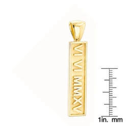 14K Yellow Gold Roman Numerals Bar Pendant 13 14K Yellow Gold Roman Numerals Bar Pendant -Its Hot Jewelry Shop custom jewelry 14k gold roman numerals bar pendant rulerye